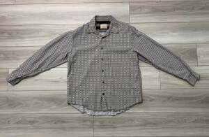 Vintage Italia c.1958 Reserved Stock Mens XL Geometric Button Up Shirt Brown
